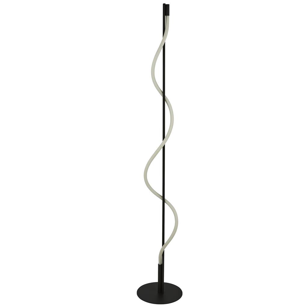 Serpent Floor Lamp - Black Metal & Opal Tube Integrated LED