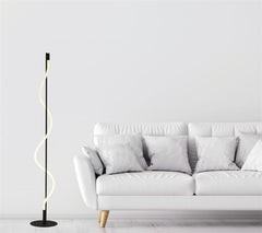 Serpent Floor Lamp - Black Metal & Opal Tube Integrated LED