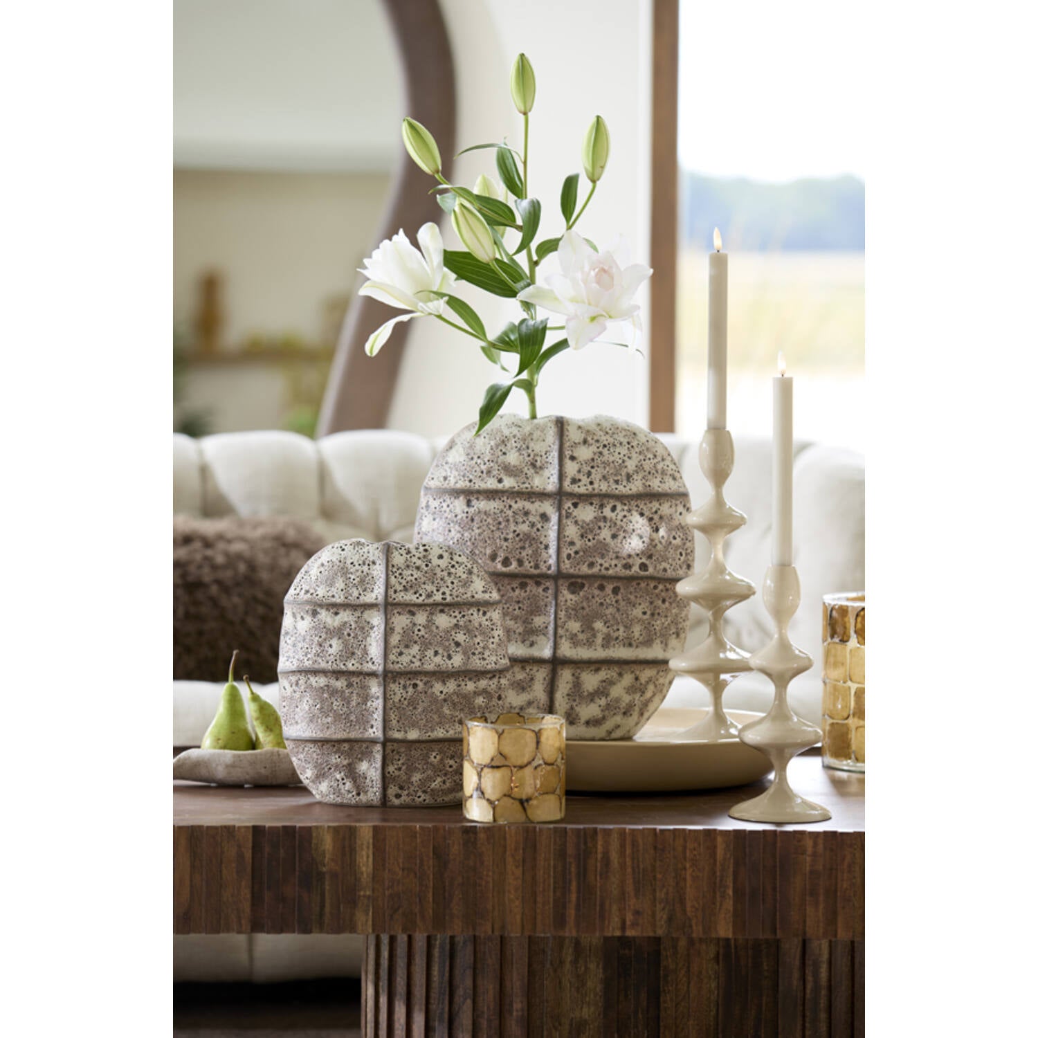 Mantu Vase Deco Ceramics - Matt Dark Brown & Cream