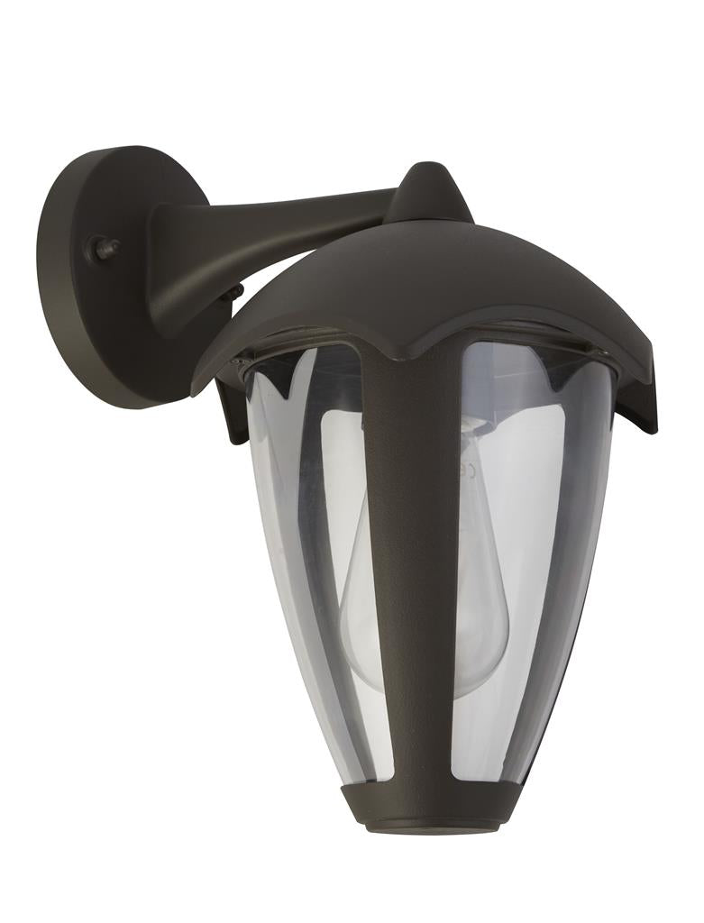 BLUEBELL OUTDOOR WALL LIGHT - GREY METAL & CLEAR POLYCARB