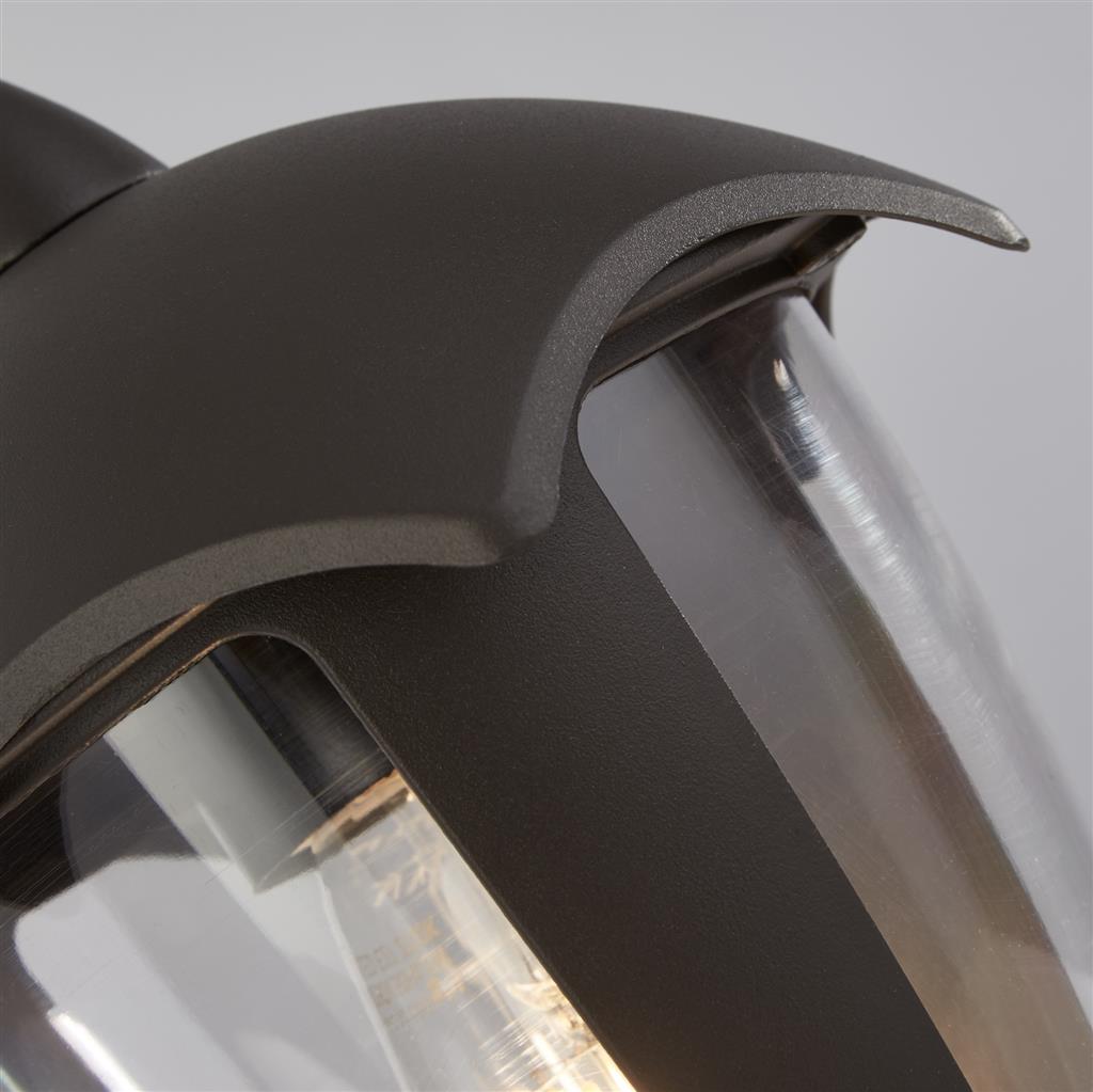 BLUEBELL OUTDOOR WALL LIGHT - GREY METAL & CLEAR POLYCARB