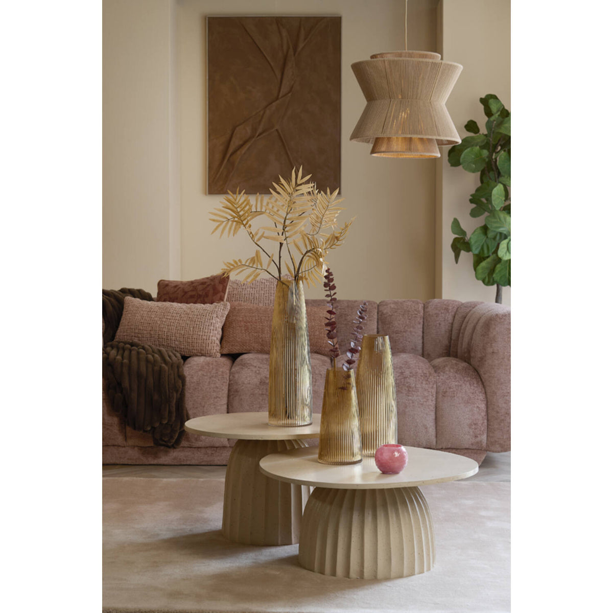 Farenzo Glass Vase-  Amber Finish