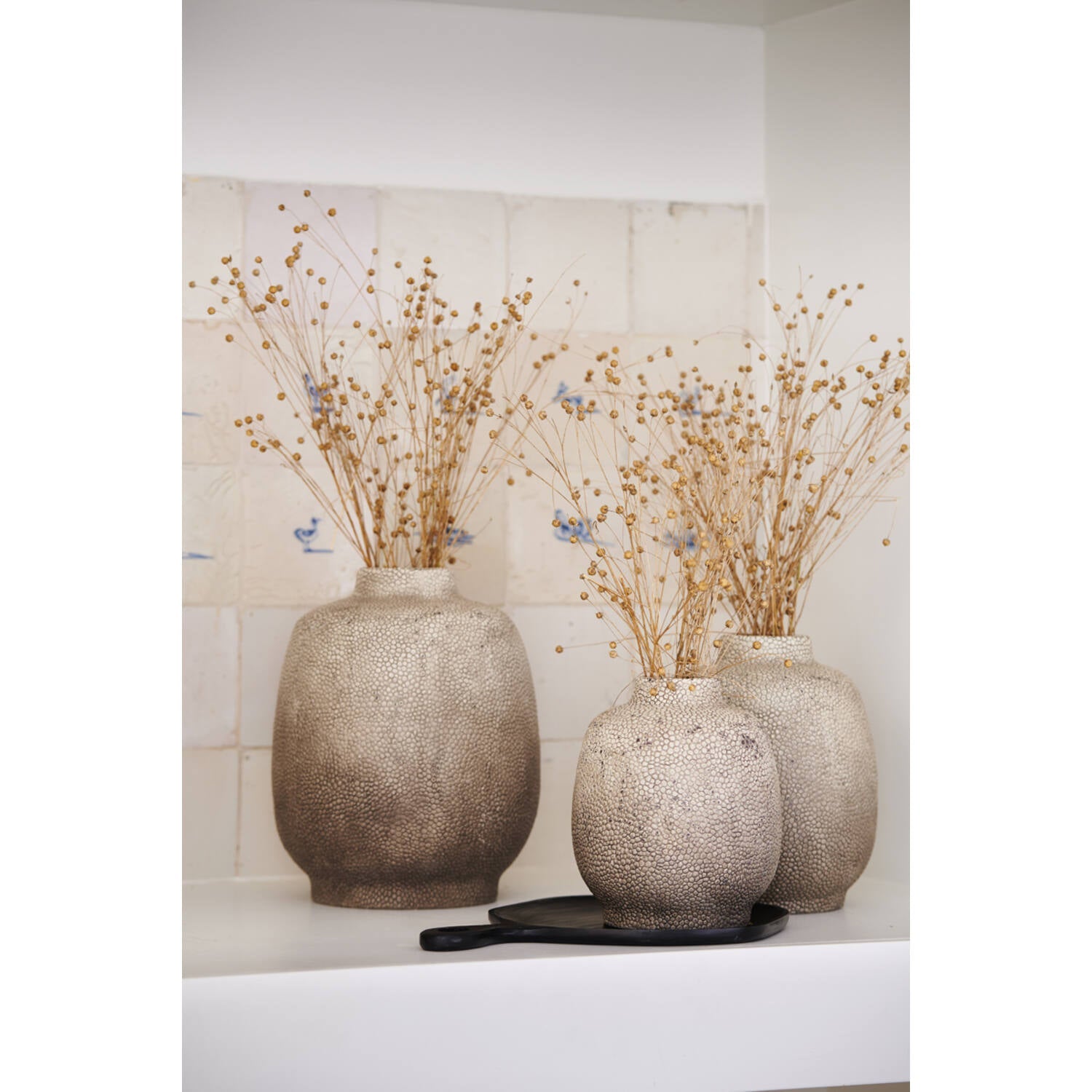 Vase deco Rayskin light grey