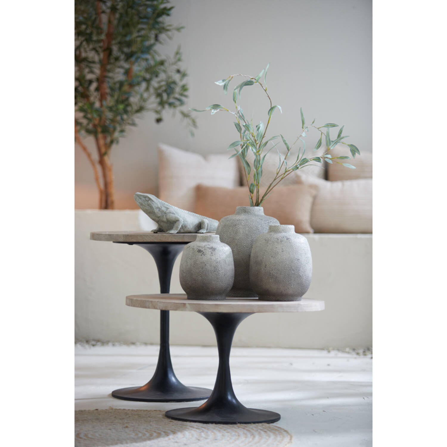 Vase deco Rayskin light grey