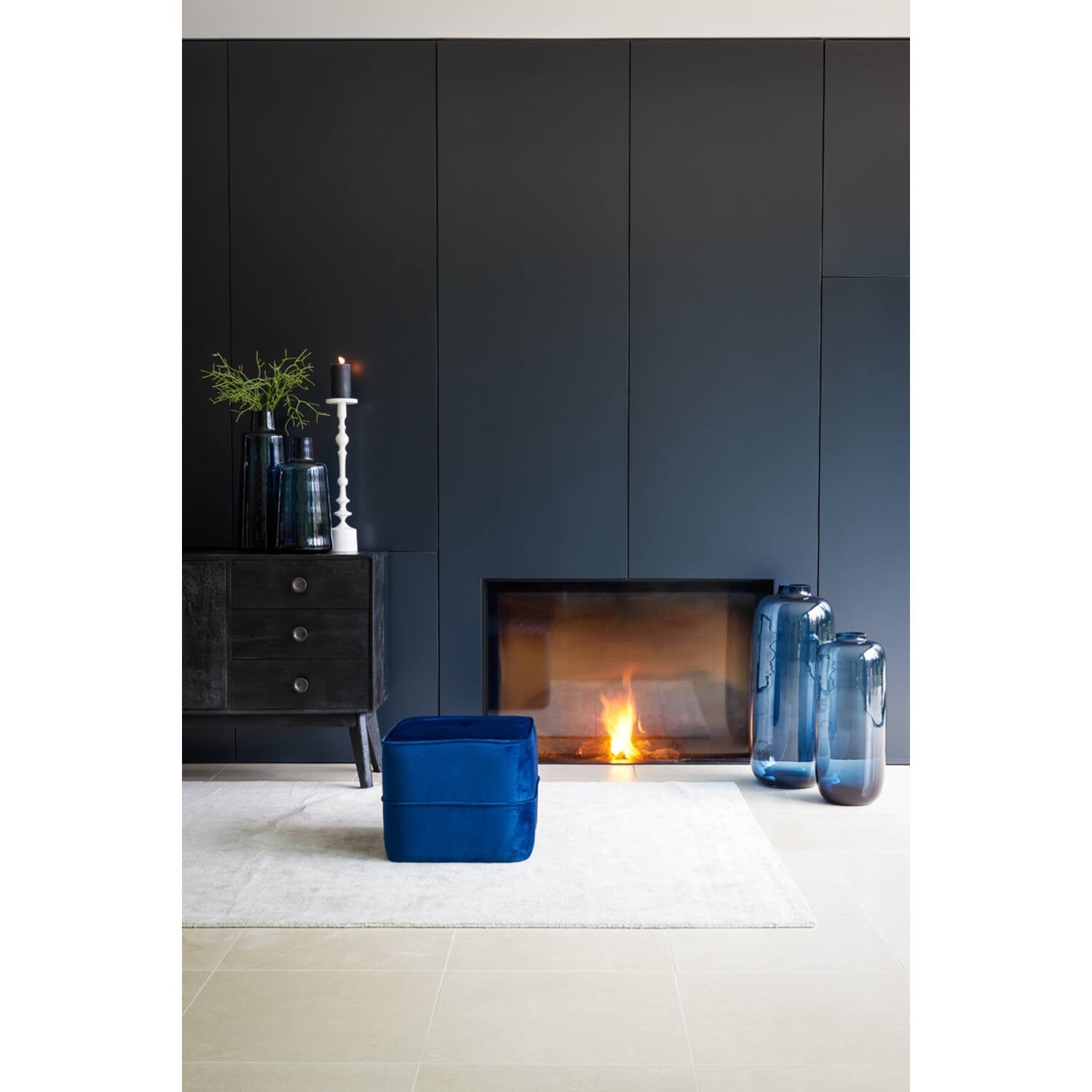 Keira Large Vase - Navy Blue Glass Finish