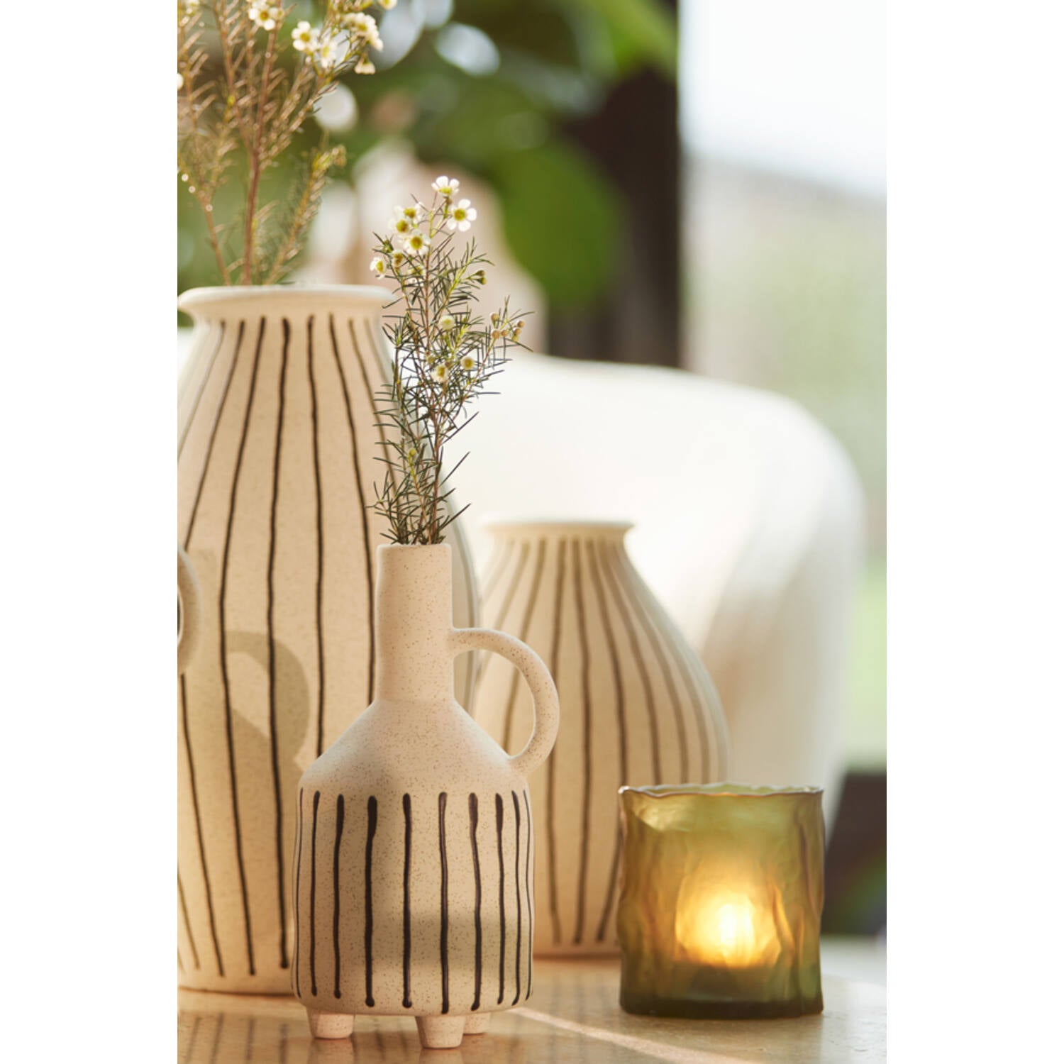 Jonai Cream & Black Vase - Various Sizes