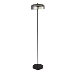 Frisbee Floor Lamp - Black Metal & Smoked Glass Integrated LED