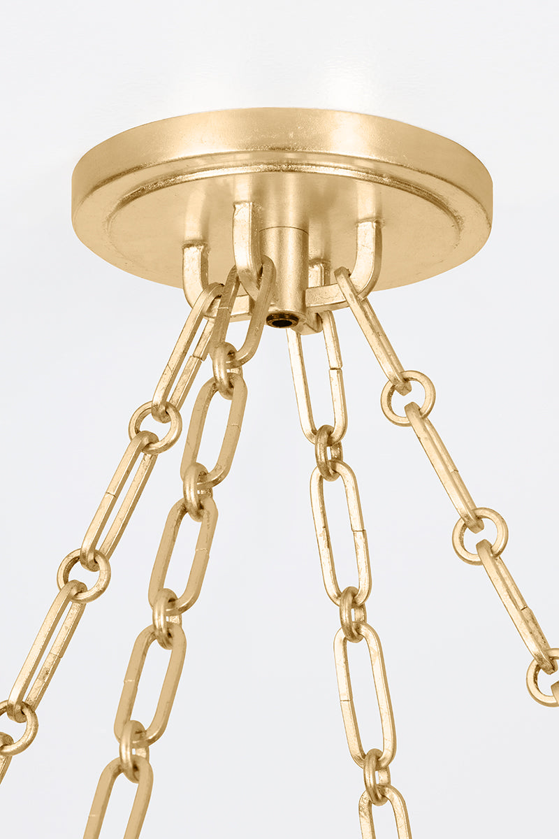 Quebec 4/6Lt Chandelier - Gold Leaf