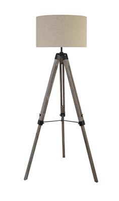 Easel Floor Lamp - Light Wood & Cream Linen Shade