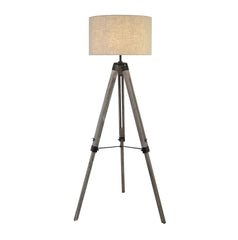 Easel Floor Lamp - Light Wood & Cream Linen Shade