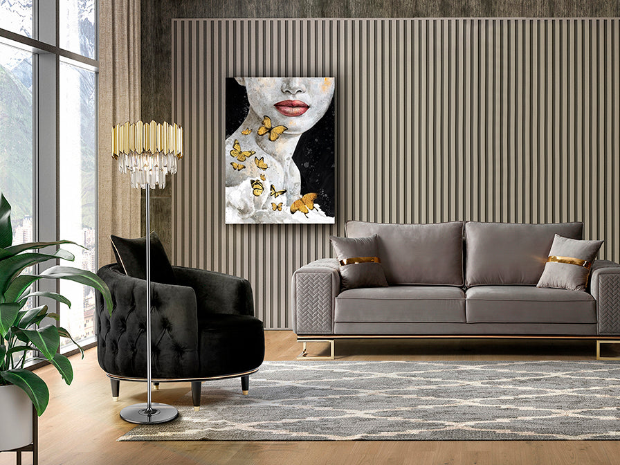 Tiara 3Lt Crystal Floor Lamp - Gold