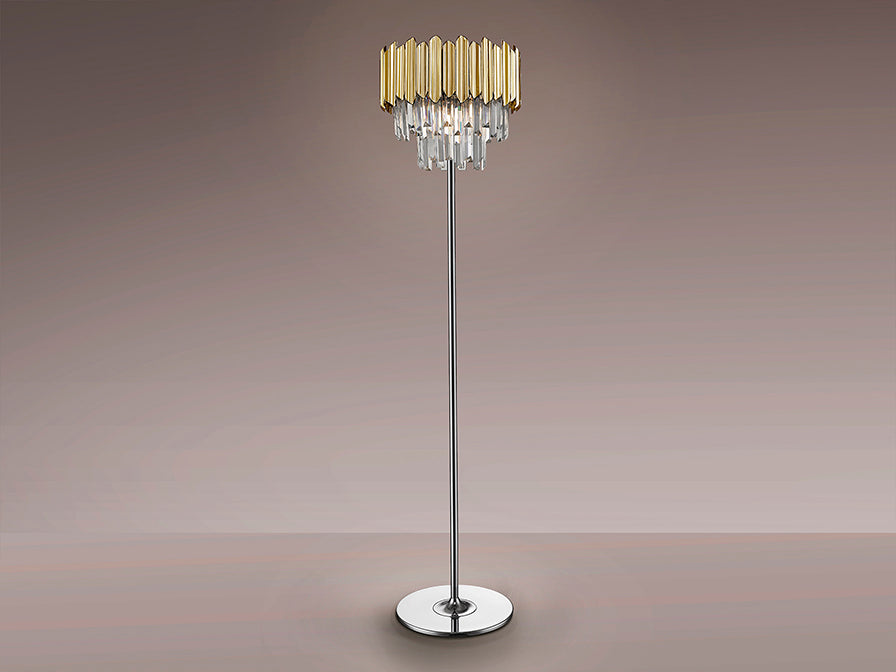 Tiara 3Lt Crystal Floor Lamp - Gold