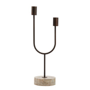 Florike Candle Stick 2L- matt black+sand travertine