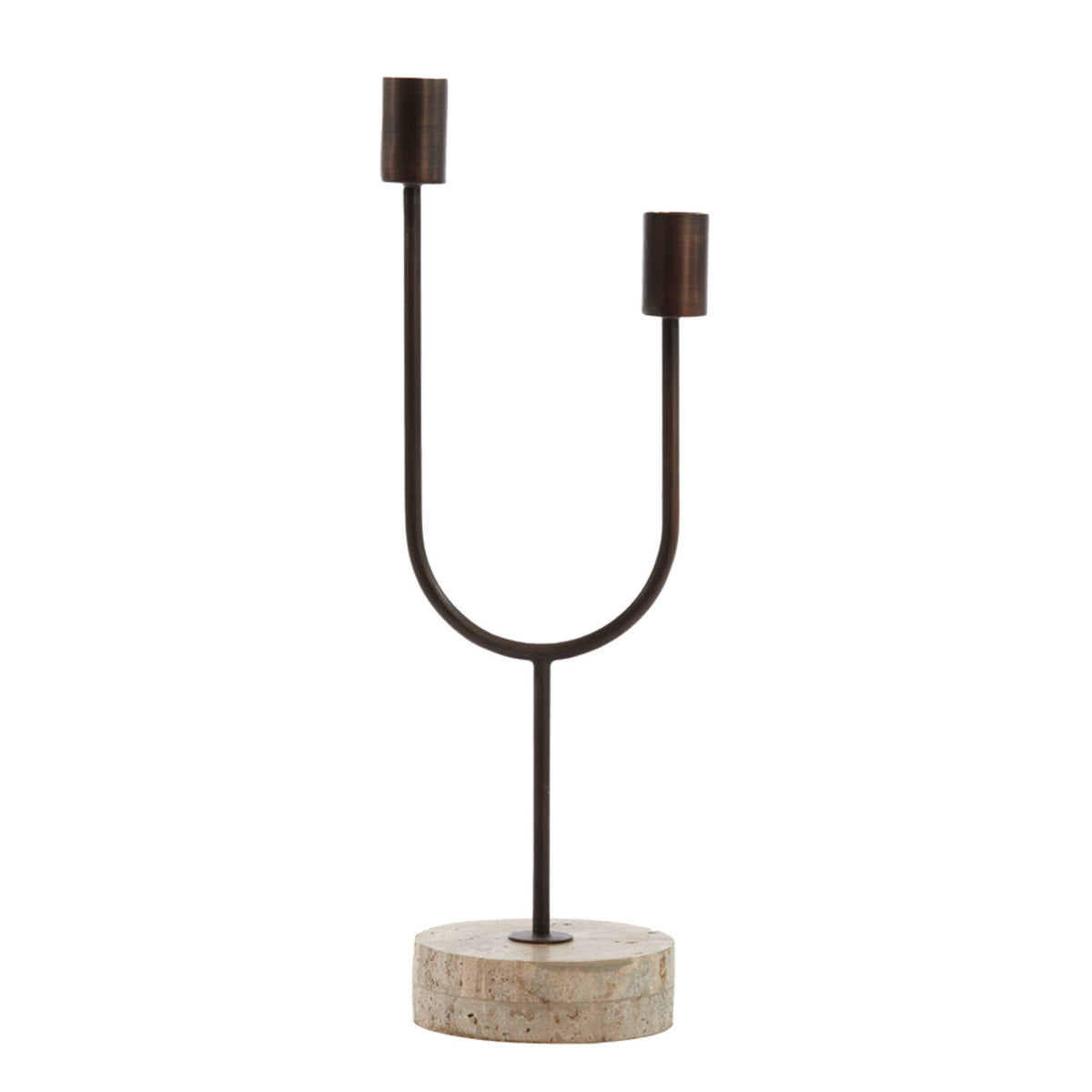 Florike Candle Stick 2L- matt black+sand travertine