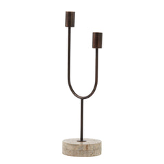 Florike Candle Stick 2L- matt black+sand travertine