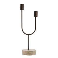 Florike Candle Stick 2L- matt black+sand travertine