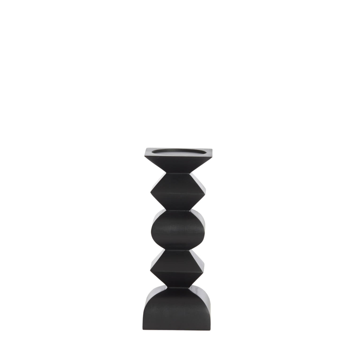 Alverca Candle Holder Wood Matt Black