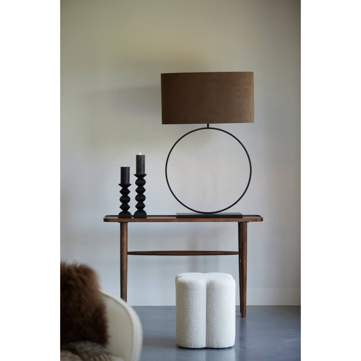 Alverca Candle Holder Wood Matt Black