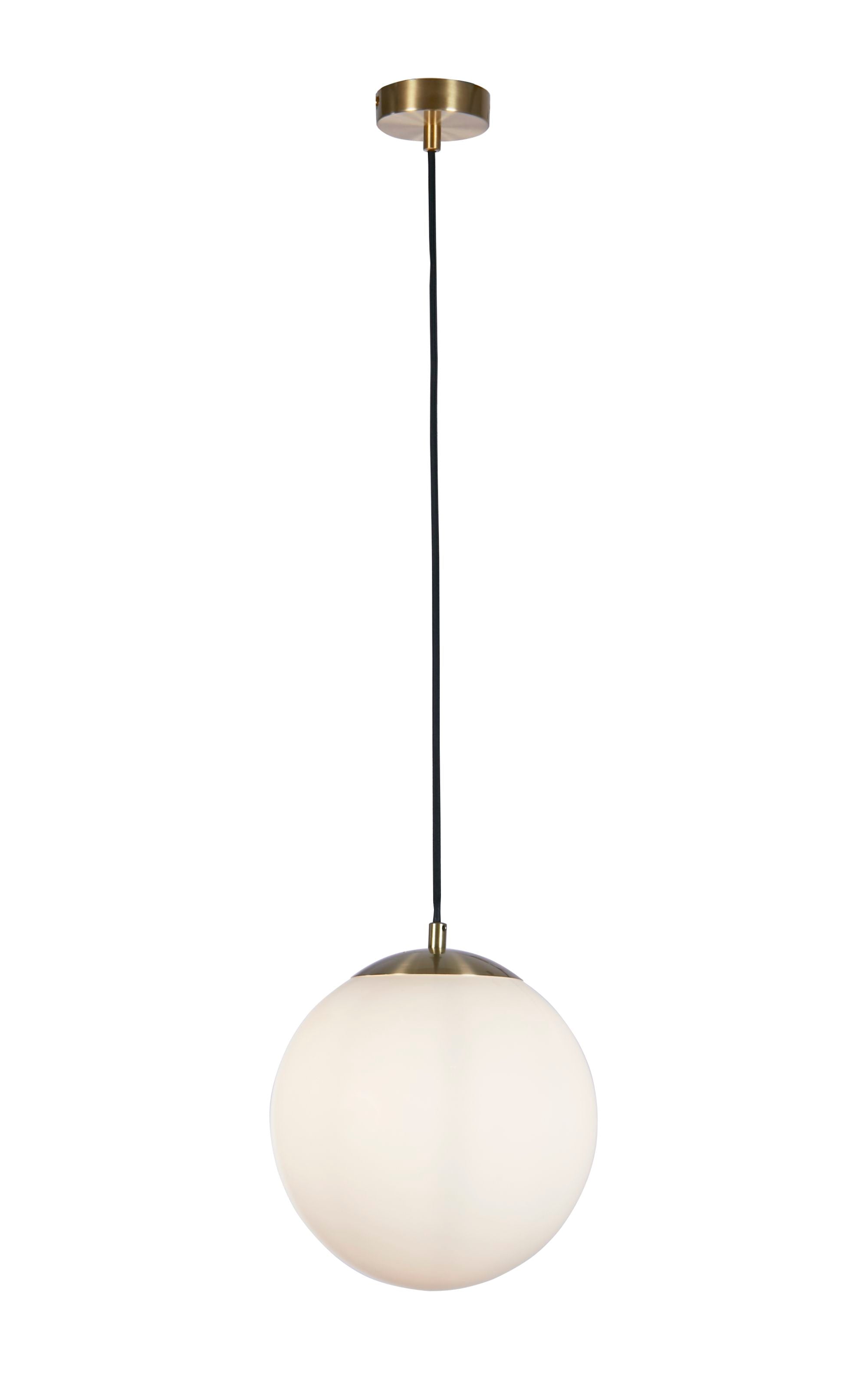 Atom Pendant Various Sizes - Satin Silver/ Satin  Brass & Opal Glass