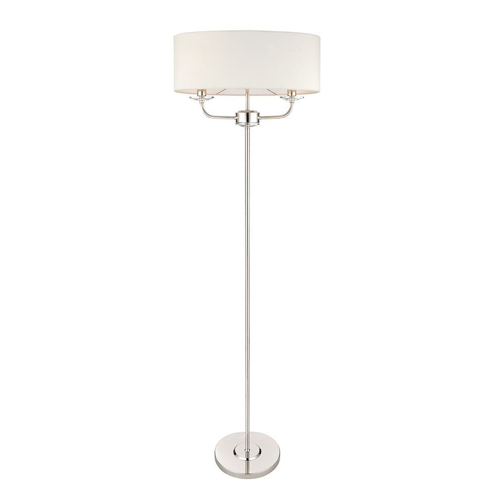 Charlene 2lt Floor Lamp - Nickel/Brass Finish E14