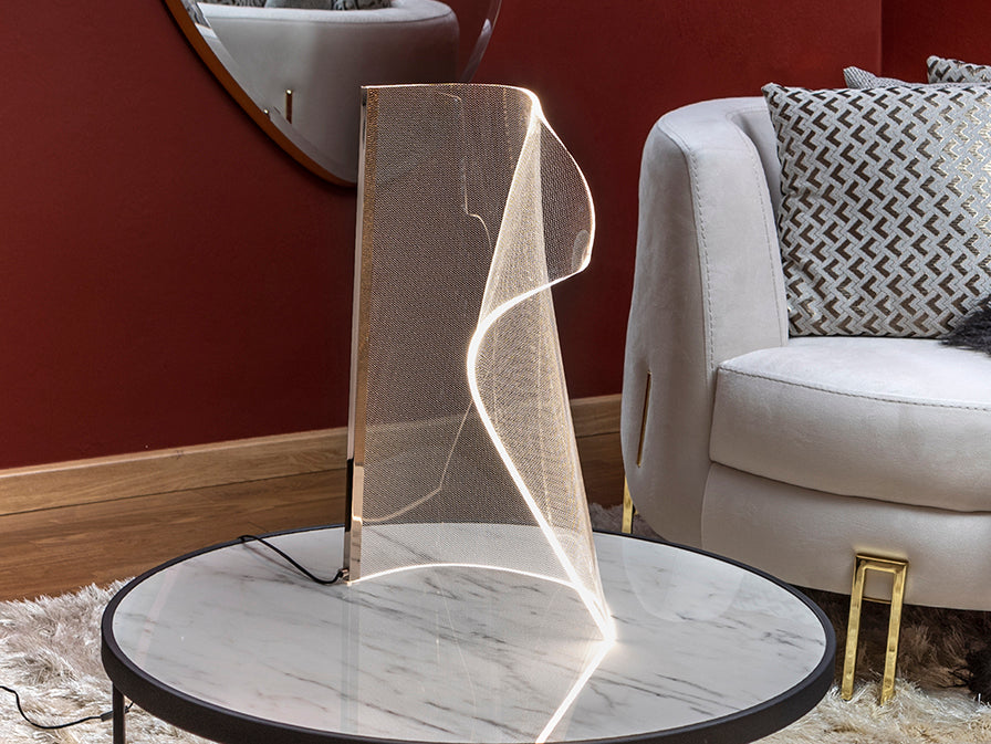 Velos II Table Lamp- Chrome/ Rose Gold Finishes