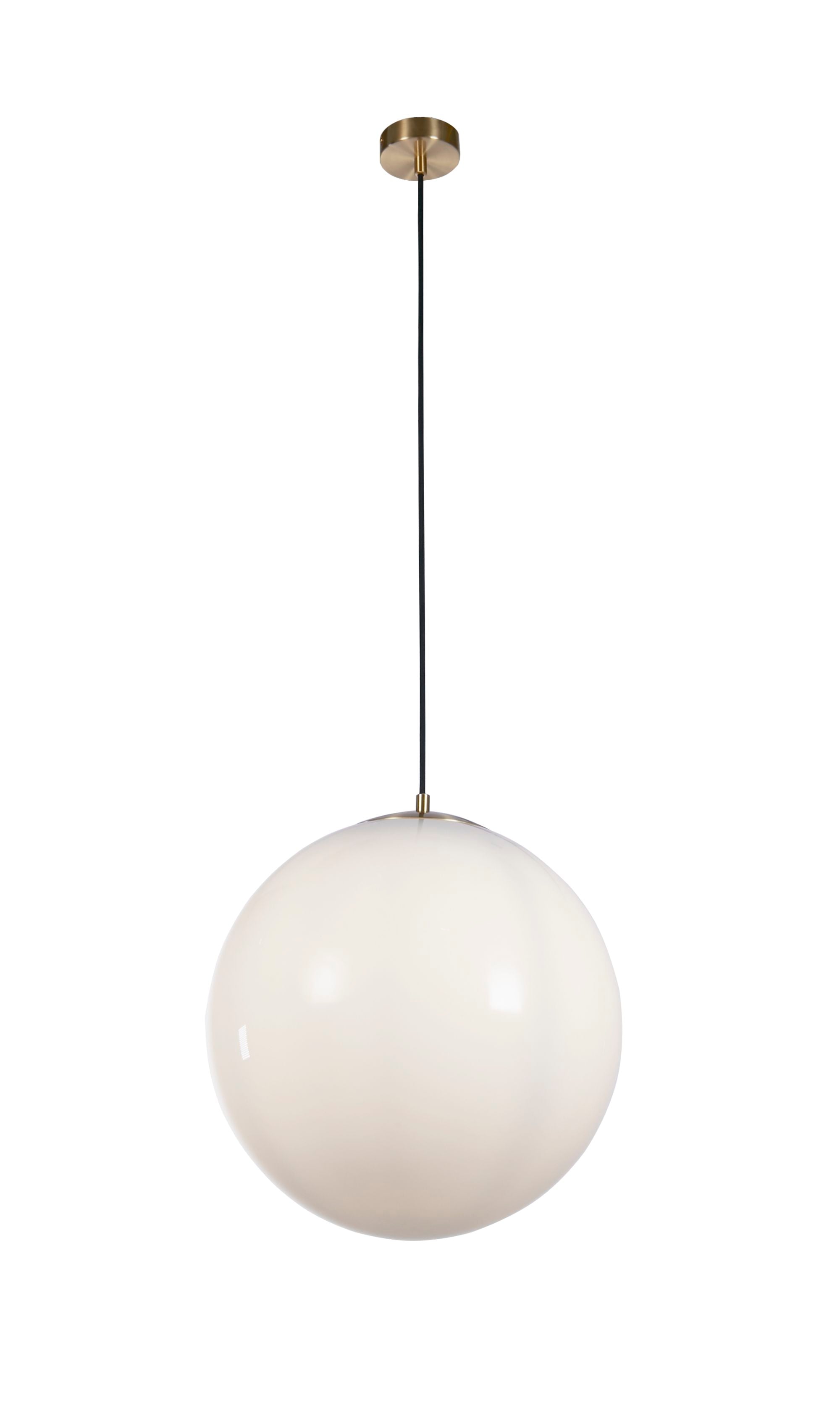 Atom Pendant Various Sizes - Satin Silver/ Satin  Brass & Opal Glass