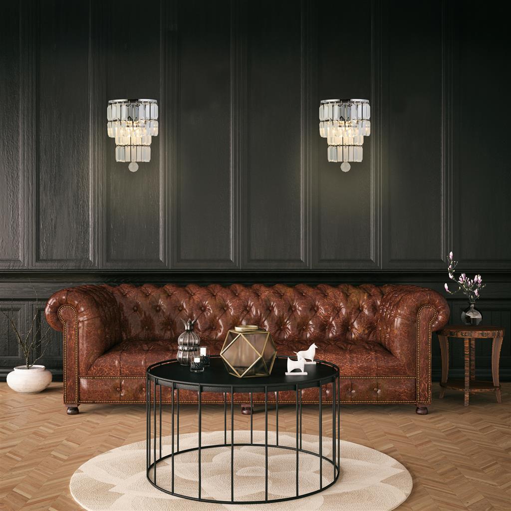 Empire 2Lt Crystal Wall Light - Brass/Chrome