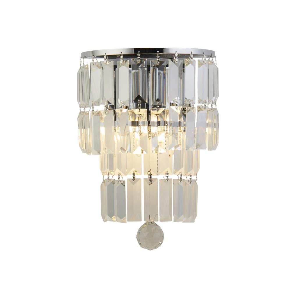 Empire 2Lt Crystal Wall Light - Brass/Chrome