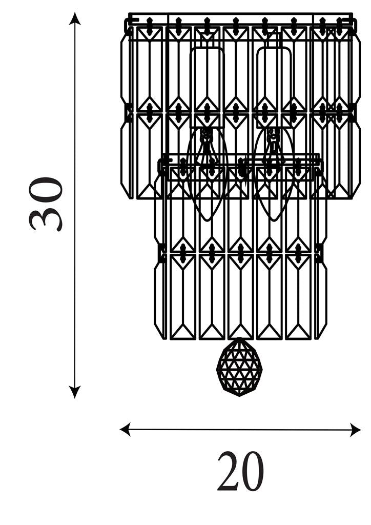 Empire 2Lt Crystal Wall Light - Brass/Chrome