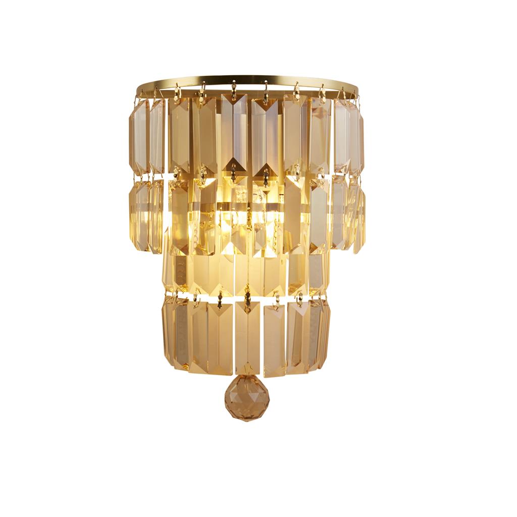 Empire 2Lt Crystal Wall Light - Brass/Chrome