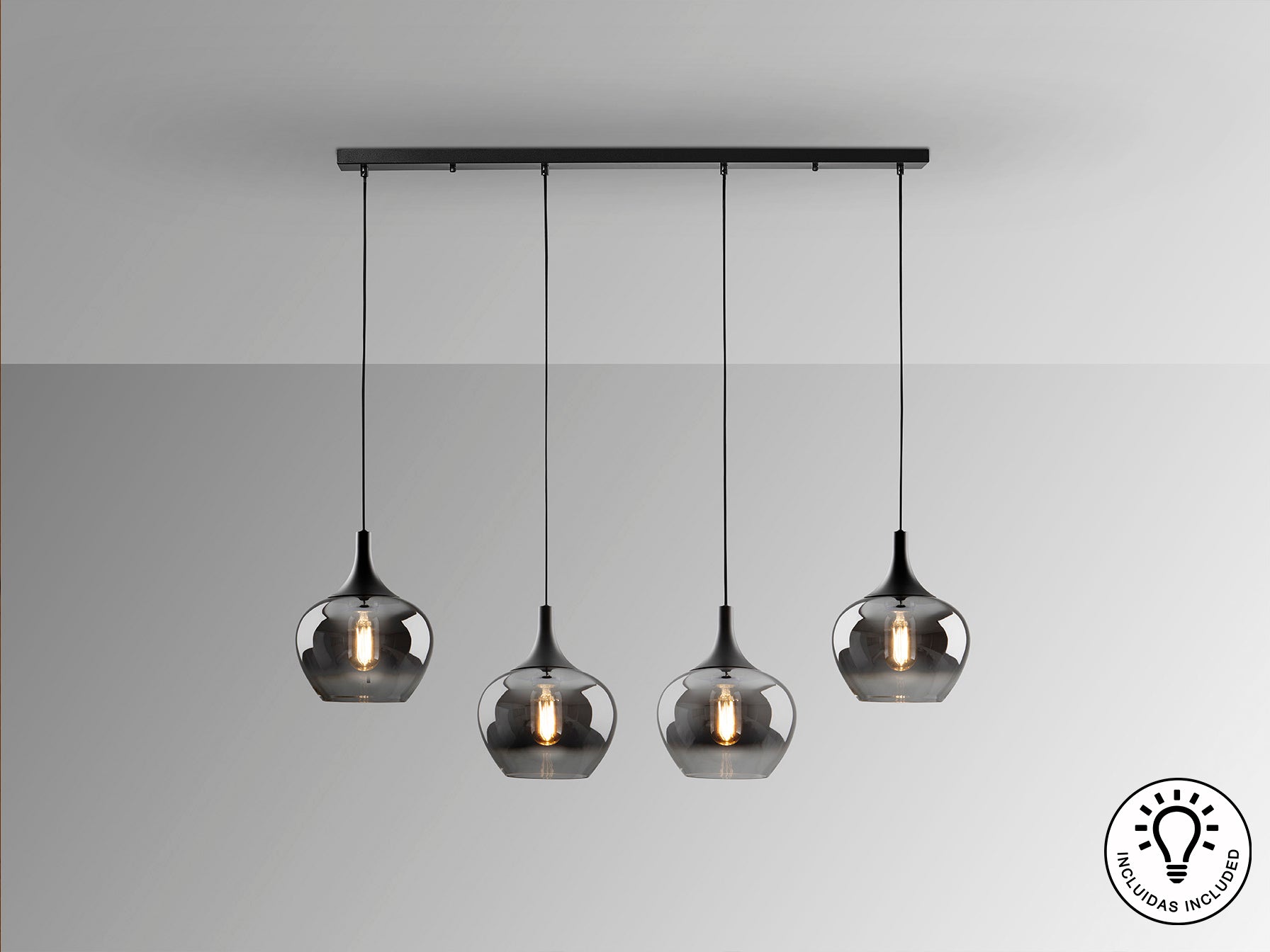Opaz 4Lt Kitchen Island Light- Black/Smoke