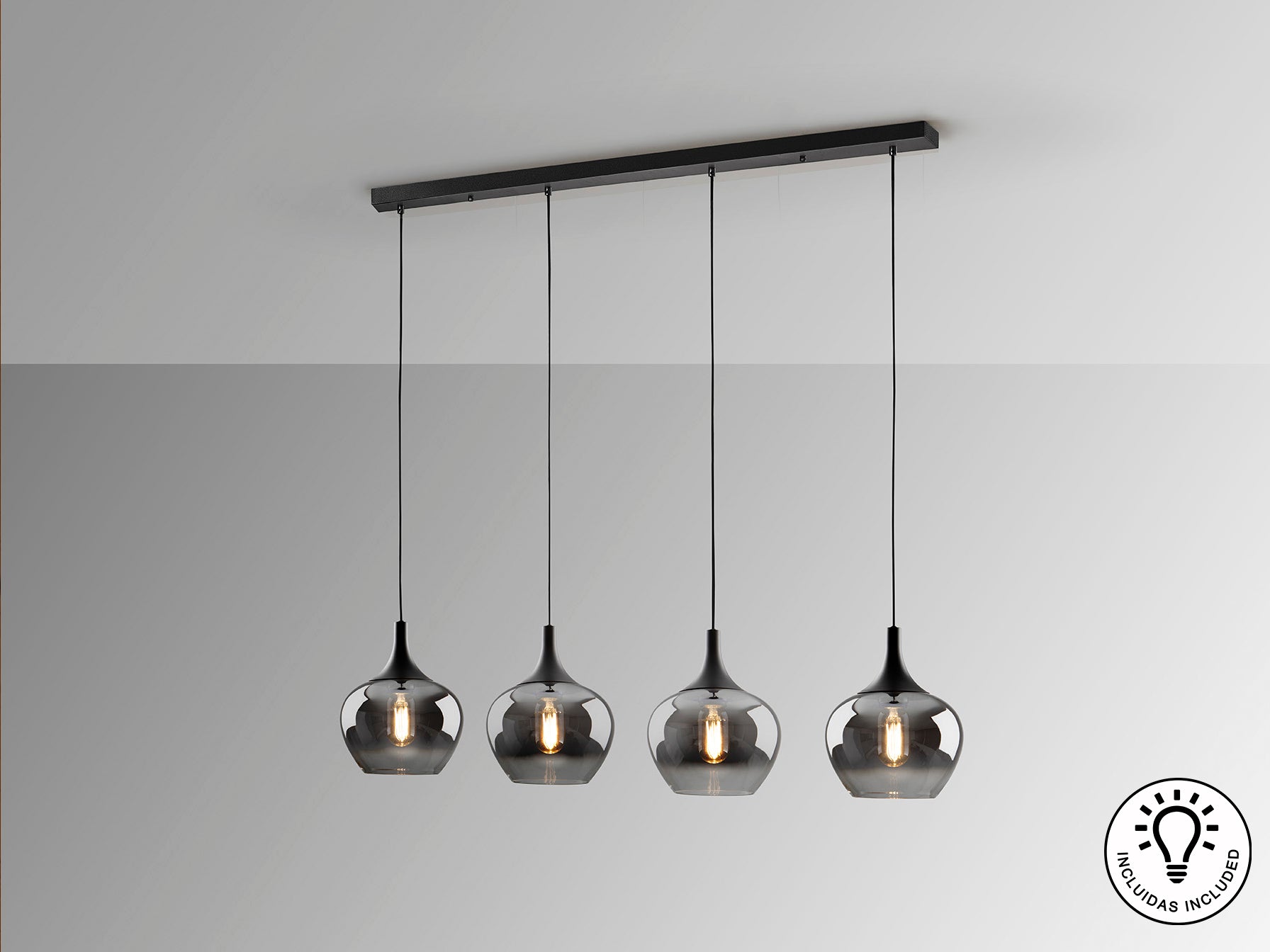 Opaz 4Lt Kitchen Island Light- Black/Smoke