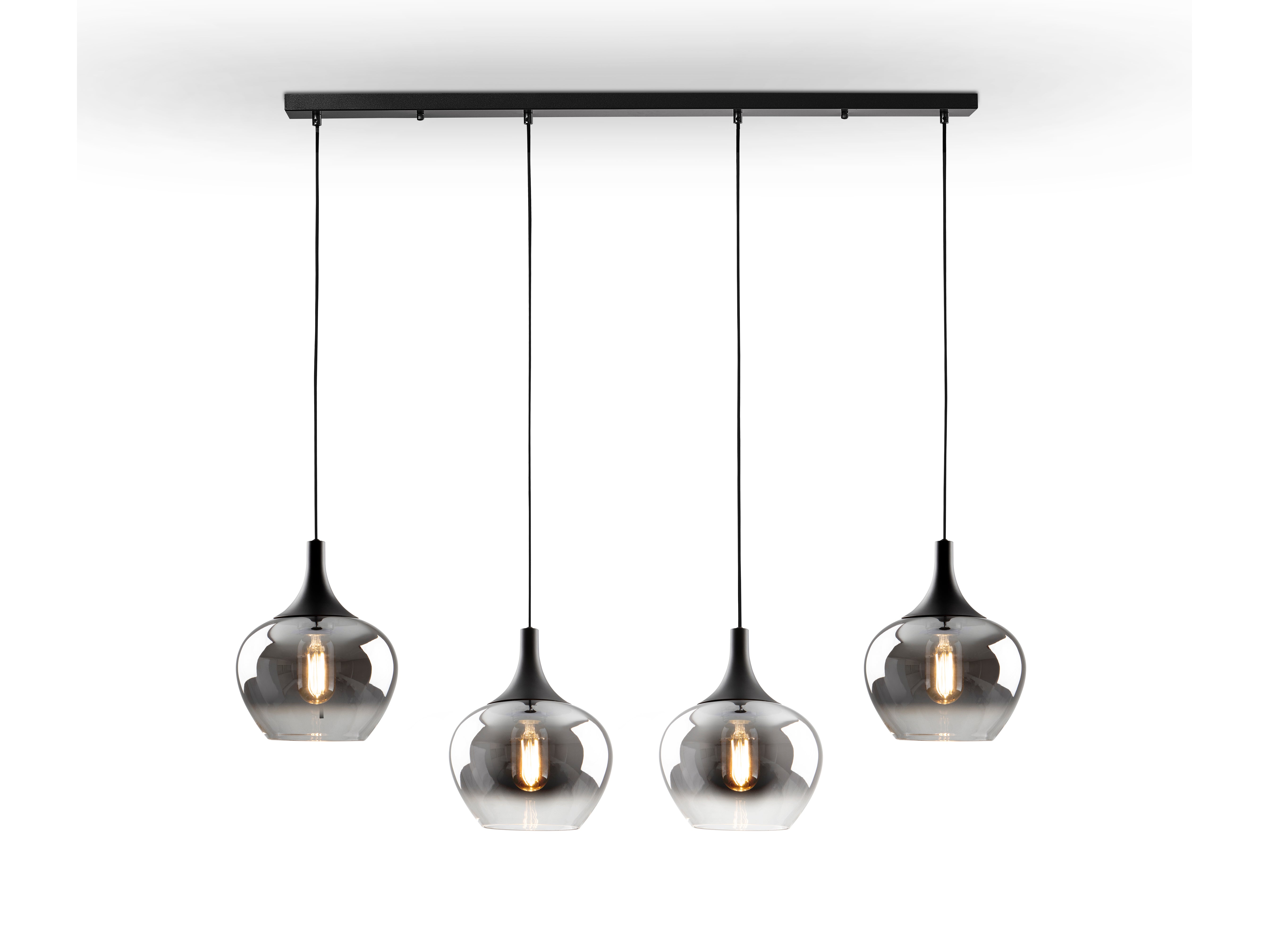 Opaz 4Lt Kitchen Island Light- Black/Smoke