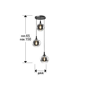 Opaz-Lamp 3/5L Black/Smoke E27 Ip20 Dimmable
