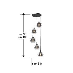 Opaz-Lamp 3/5L Black/Smoke E27 Ip20 Dimmable