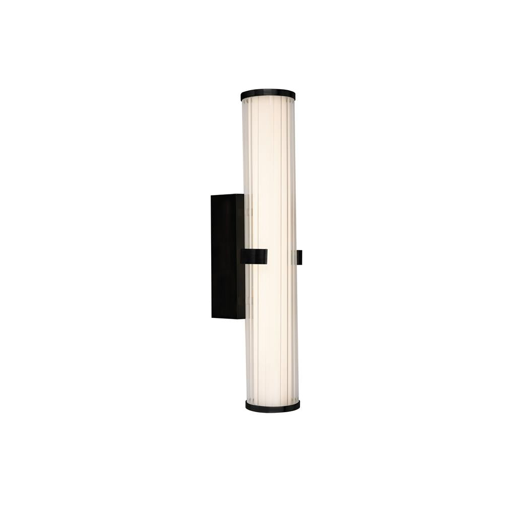 Clamp Small/Large Bathroom Wall Light IP44 - Black, Ribbed Clear & Opal Glass Promotional Offer