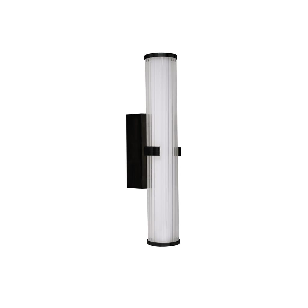 Clamp Small/Large Bathroom Wall Light IP44 - Black, Ribbed Clear & Opal Glass Promotional Offer