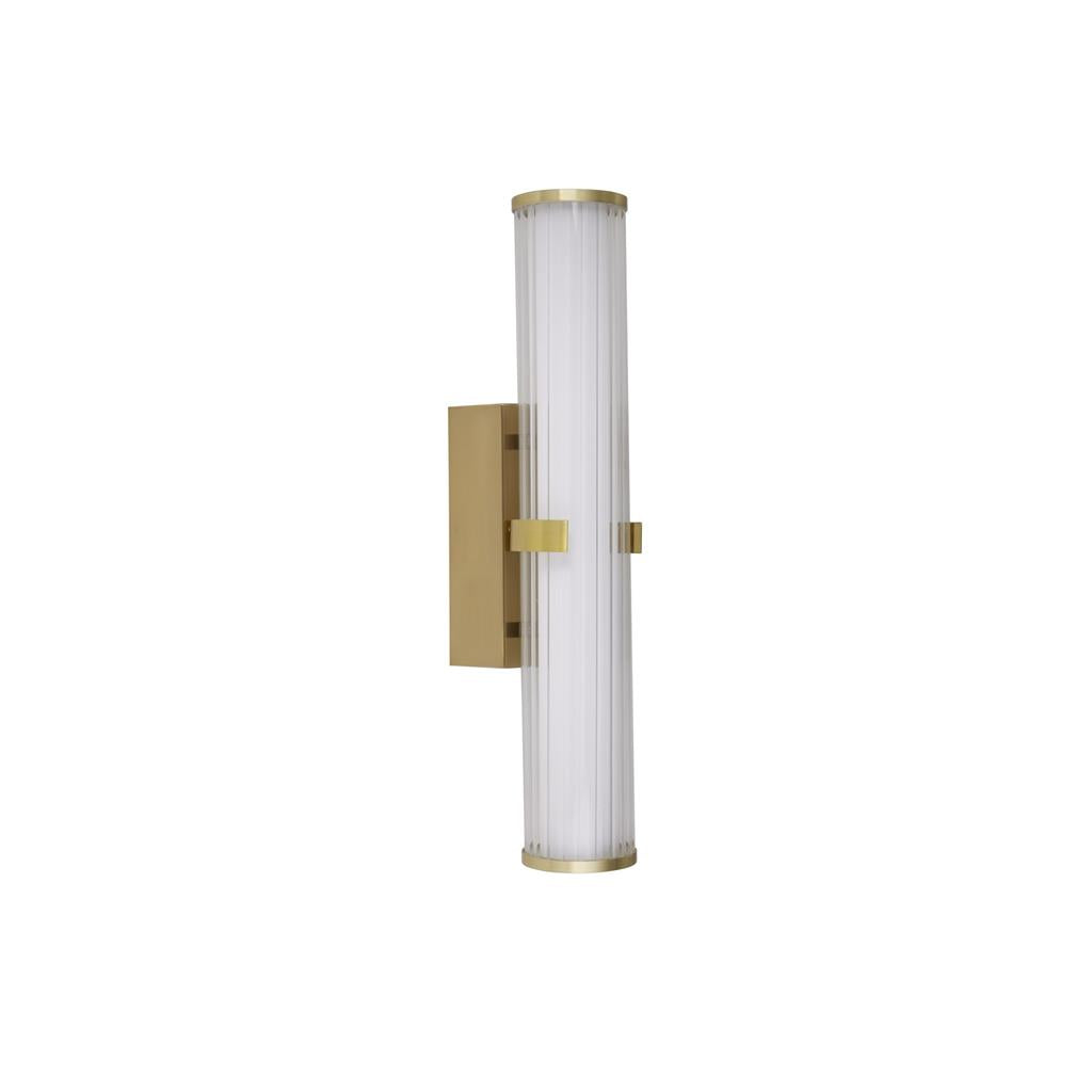 Clamp Small/Large Bathroom Wall Light IP44 - Black/Gold Metal, Ribbed Clear & Opal Glass