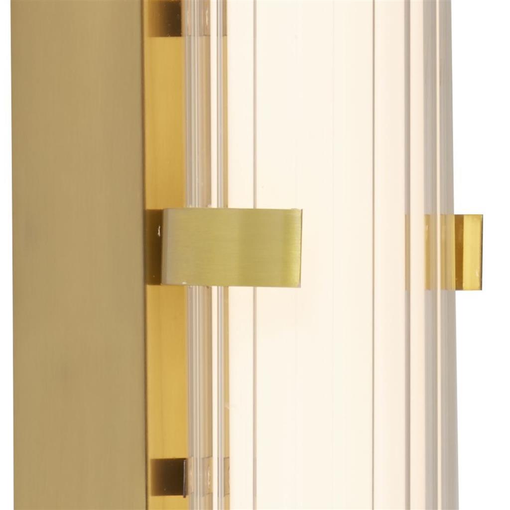 Clamp Small/Large Bathroom Wall Light IP44 - Black/Gold Metal, Ribbed Clear & Opal Glass