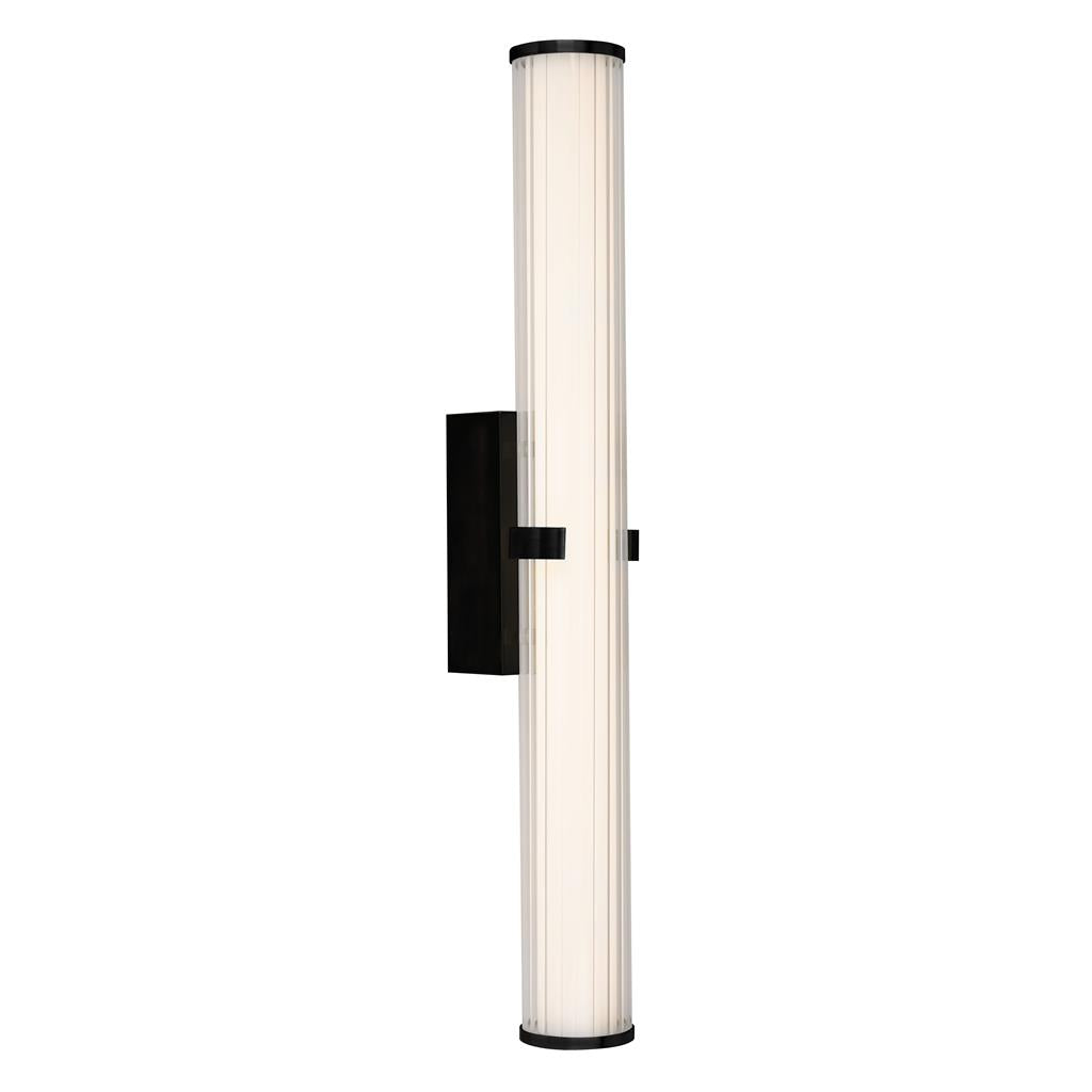 Clamp Small/Large Bathroom Wall Light IP44 - Black, Ribbed Clear & Opal Glass Promotional Offer