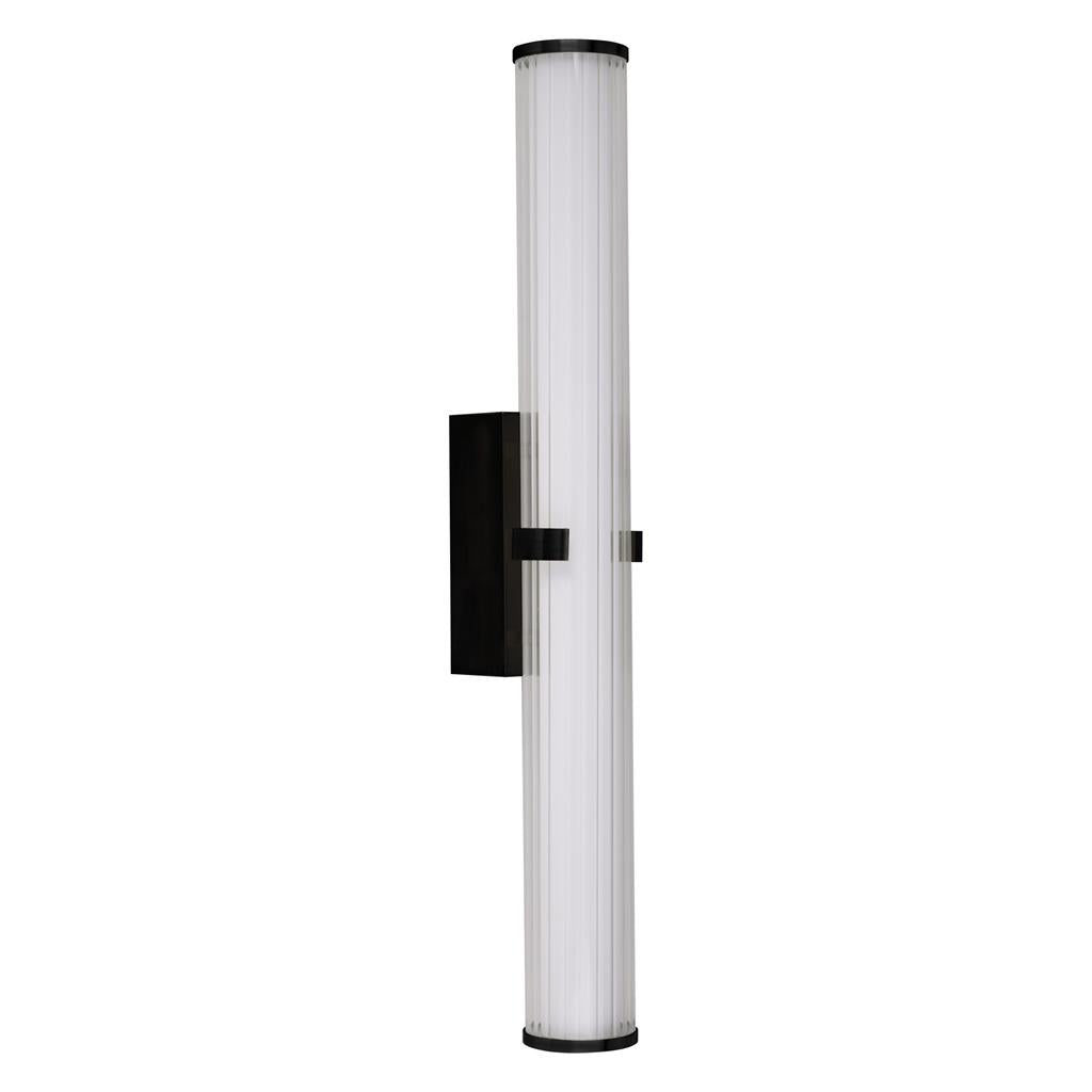 Clamp Small/Large Bathroom Wall Light IP44 - Black/Gold Metal, Ribbed Clear & Opal Glass