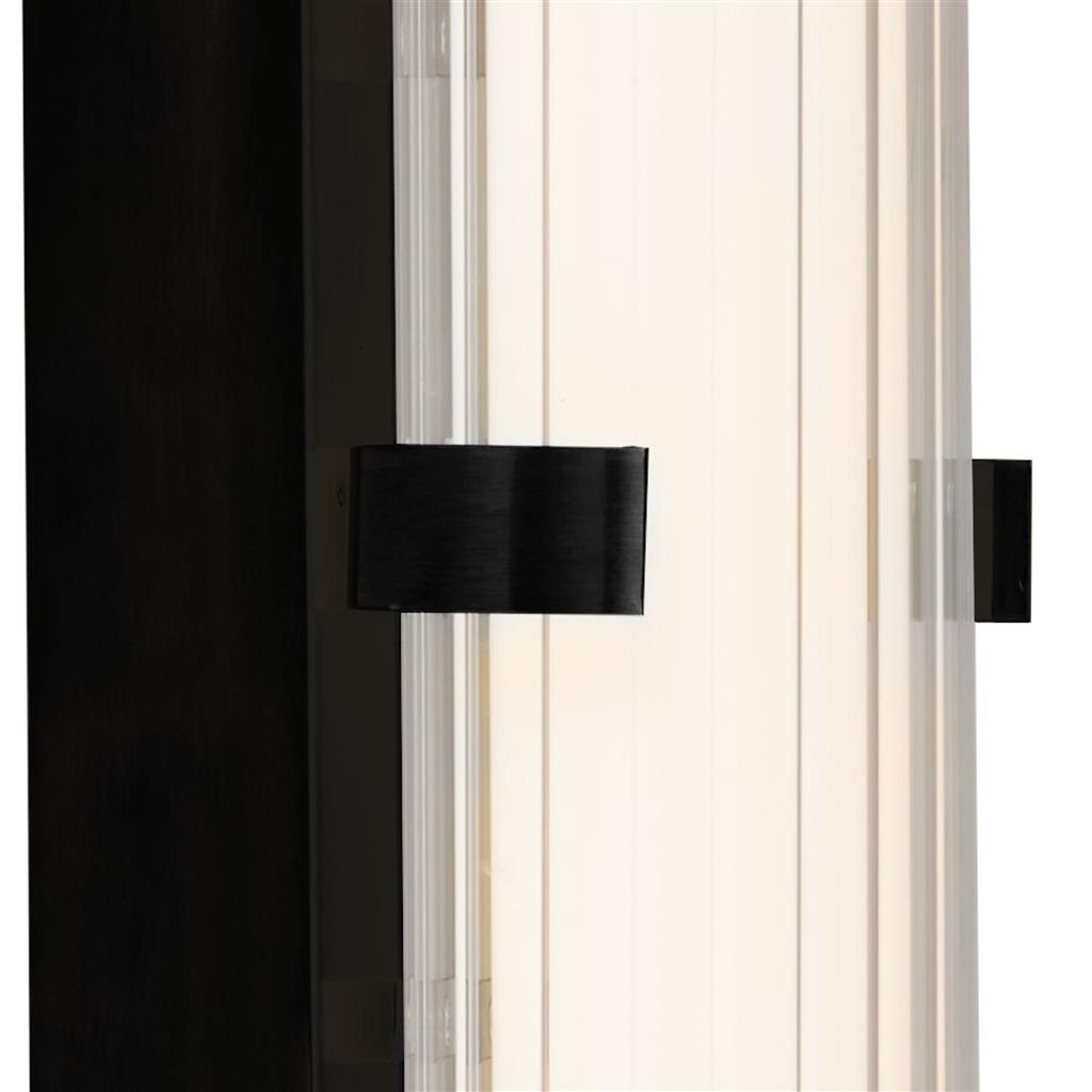 Clamp Small/Large Bathroom Wall Light IP44 - Black/Gold Metal, Ribbed Clear & Opal Glass