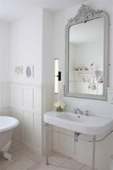 Clamp Small/Large Bathroom Wall Light IP44 - Black, Ribbed Clear & Opal Glass Promotional Offer