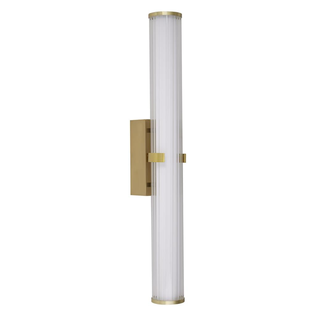 Clamp Small/Large Bathroom Wall Light IP44 - Black/Gold Metal, Ribbed Clear & Opal Glass