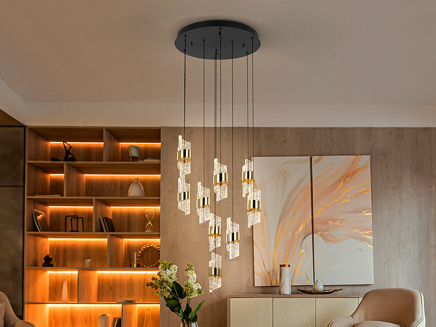 Iliada - Lamp 3/5/9/13Lt Black-Gold Ip20 Integrated Led