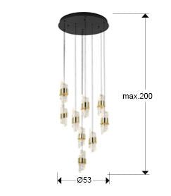 Iliada - Lamp 3/5/9/13Lt Black-Gold Ip20 Integrated Led