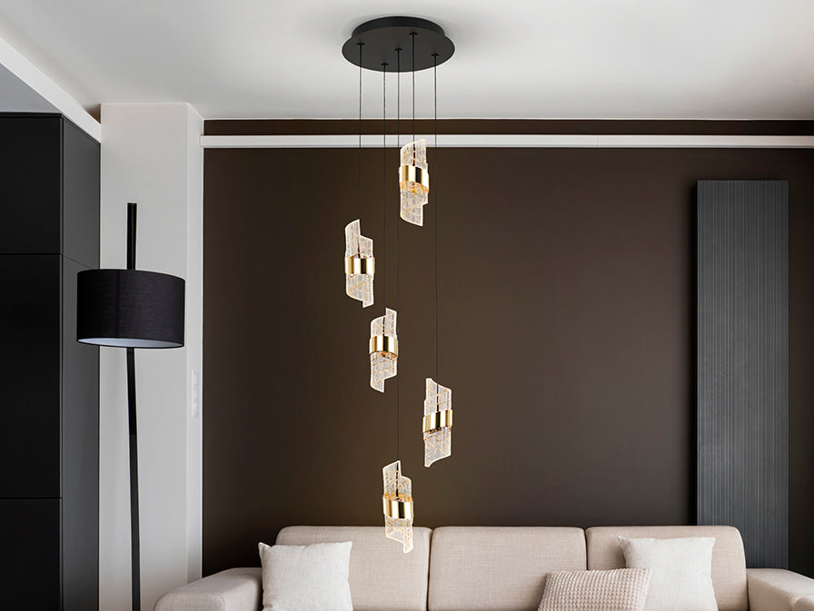 Iliada - Lamp 3/5/9/13Lt Black-Gold Ip20 Integrated Led