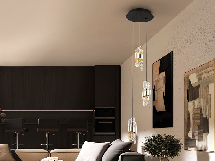 Iliada - Lamp 3/5/9/13Lt Black-Gold Ip20 Integrated Led