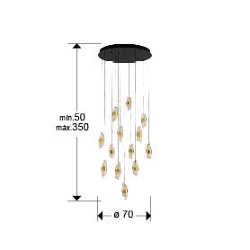 Iliada - Lamp 3/5/9/13Lt Black-Gold Ip20 Integrated Led