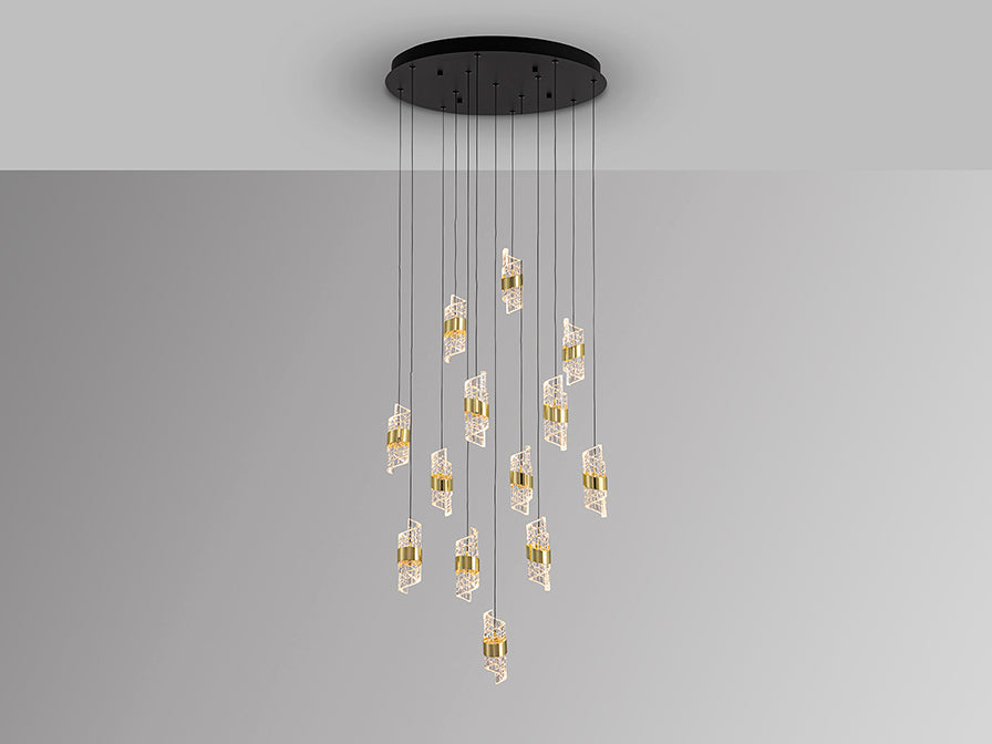 Iliada - Lamp 3/5/9/13Lt Black-Gold Ip20 Integrated Led